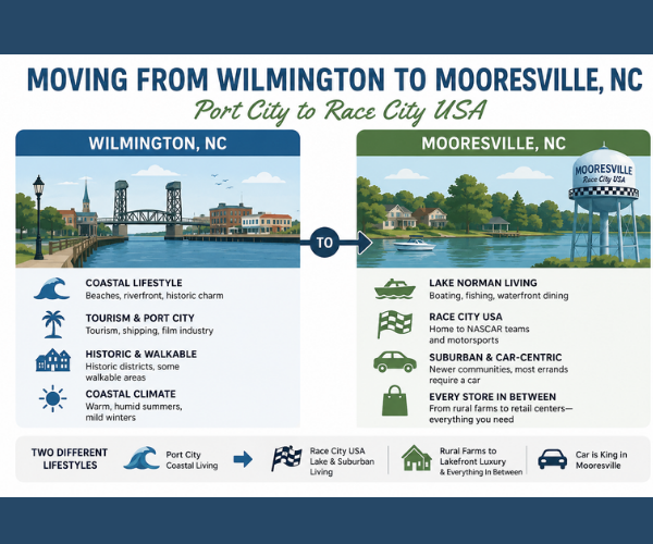 moving from wilmington nc to mooresville nc